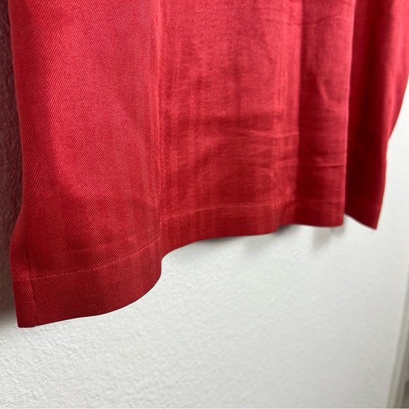 Tommy Bahama Women’s Silk Cropped Blouse Button Sz Medium Red Salmon Vintage - Picture 10 of 15